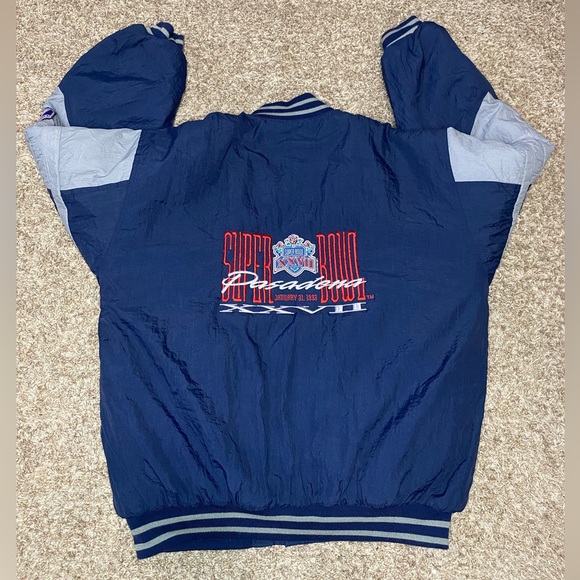 Vintage Logo 7 90’s Super Bowl XXVII Cowboys vs Bills Puffer Jacket Men Sz Large - Picture 2 of 14